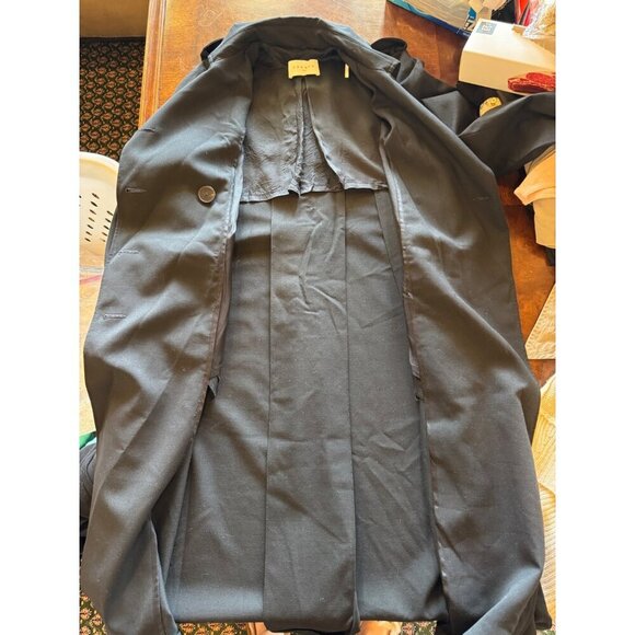 Sandro Coat Women Medium Black Wool Blend Double Breasted Trench Overcoat Luxury - Picture 13 of 13